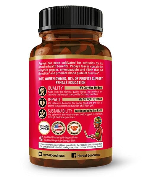 Herbal Goodness tablet suggesting platelet support potential.