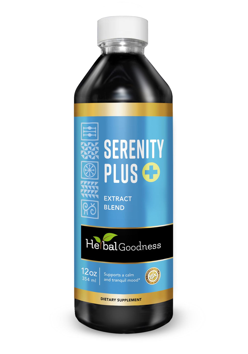 Herbal Goodness Serenity Liquid Extract bottle for a calm bedtime routine