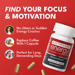 Herbal Nitro capsules on white scene for simple daily energy routine.