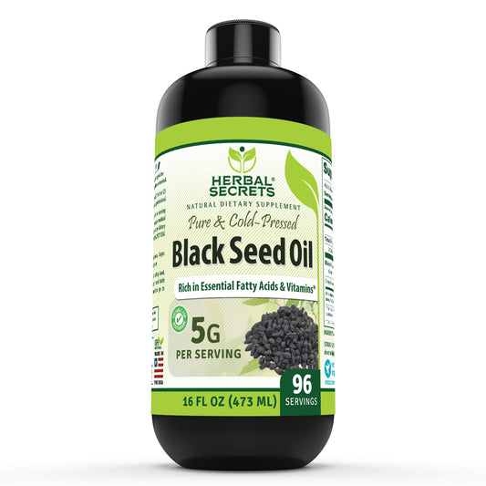 Herbal Secrets Black Seed Oil bottle showing label for daily supplementation