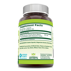 Herbal Secrets Boswellia capsules show gluten-free and non-GMO promise for daily supplementation