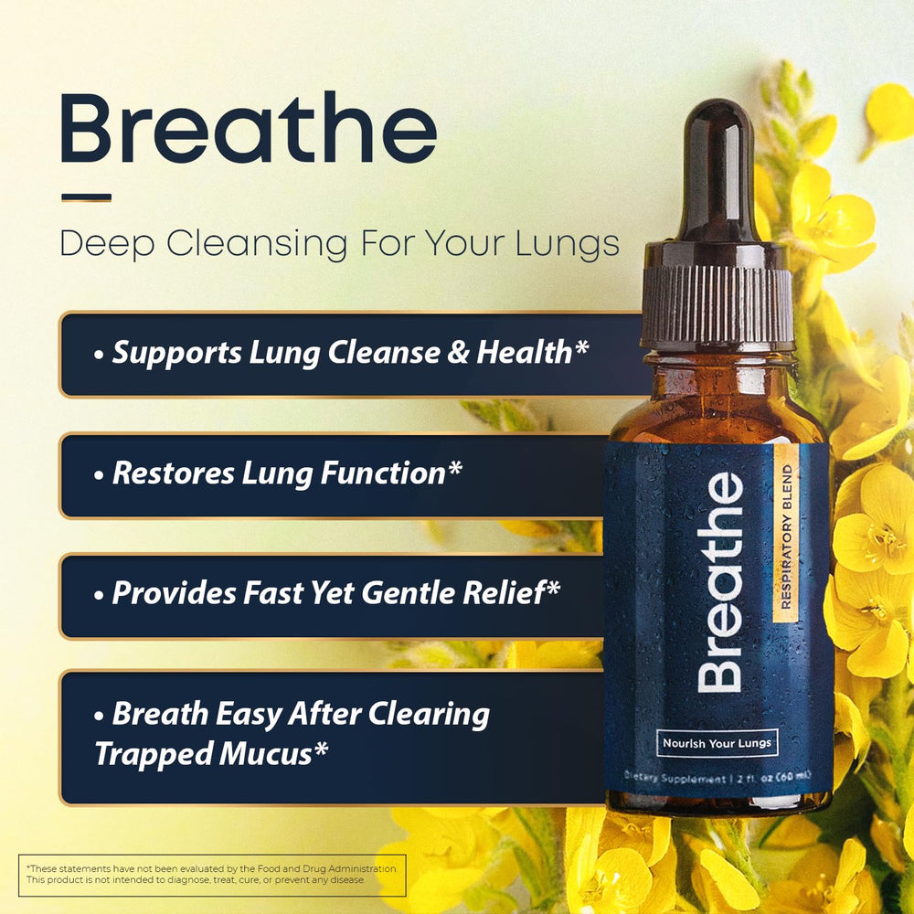 Herbal Tea Therapy BREATHE bottle shown for quick, easy breath support