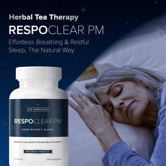 Close-up of RespoClear PM ingredients highlighting mullein leaf and calming botanicals.