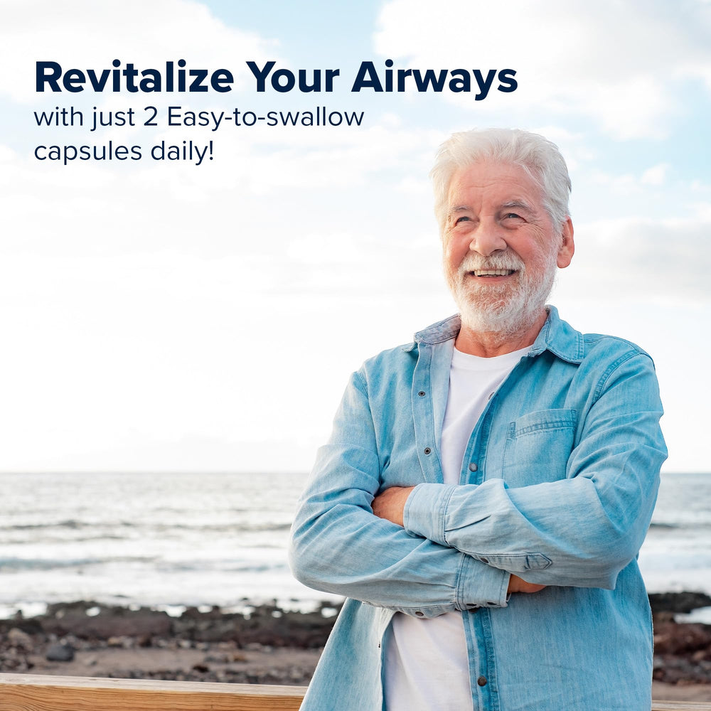 RespoClear supplement pack emphasizes natural ingredients for respiratory comfort and seasonal defense.