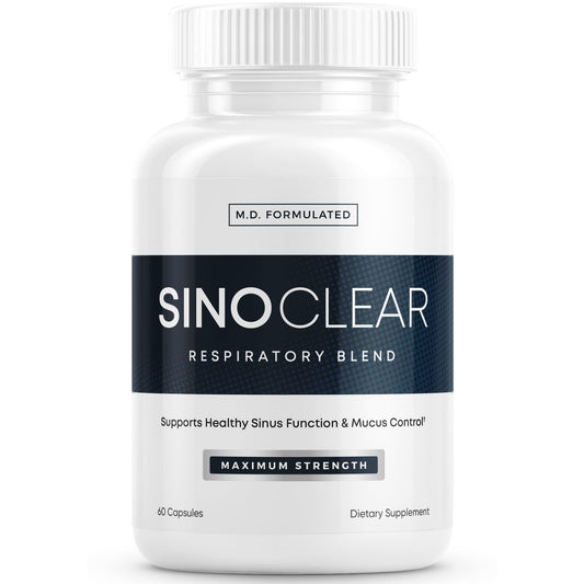 Herbal Tea Therapy SinoClear bottle front for natural respiratory support.