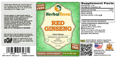 Herbal Terra LLC Red Ginseng dried roots display emphasizes organic sourcing for purity.