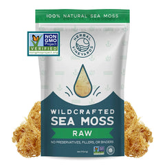 Herbal Vineyards Gold Sea Moss bag ready to rinse and soak for freshness.