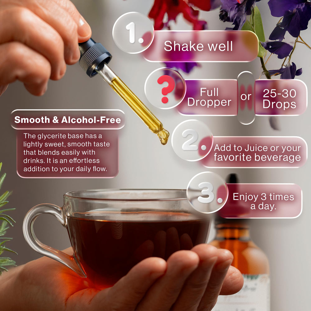 Alcohol-free tincture bottle label highlighting a clean formulation