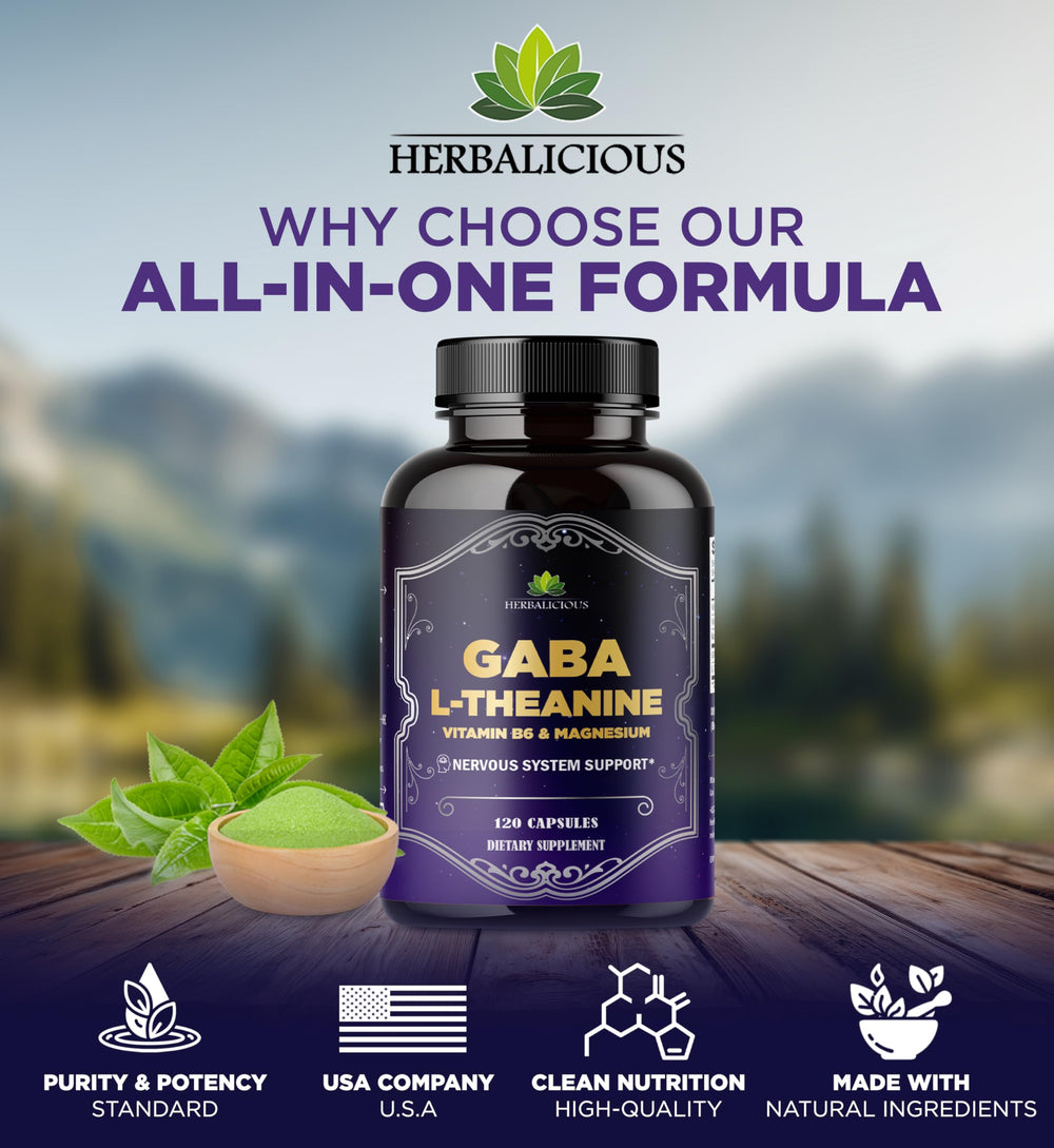HERBALICIOUS Magnesium B6 B12 label highlighting mineral support for energy and stress management.