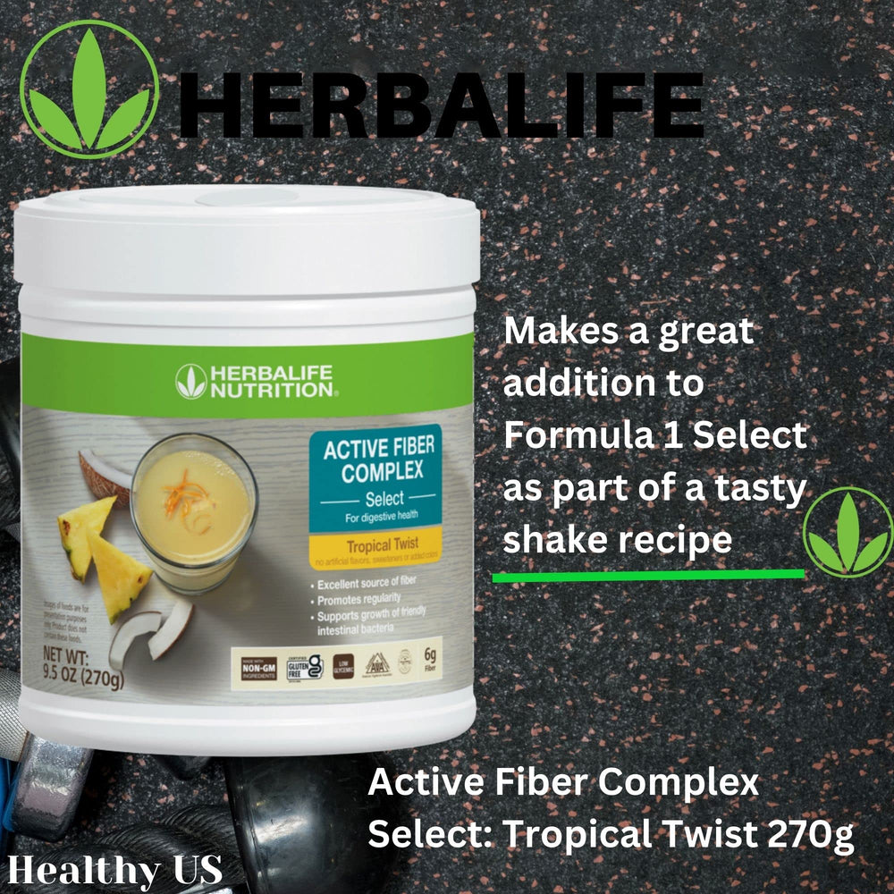 Herbalife Active Fiber Complex Tropical Twist label closeup showing ingredients.