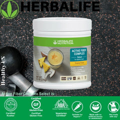 Herbalife Active Fiber Complex Tropical Twist packaging front highlighting gluten-free option.