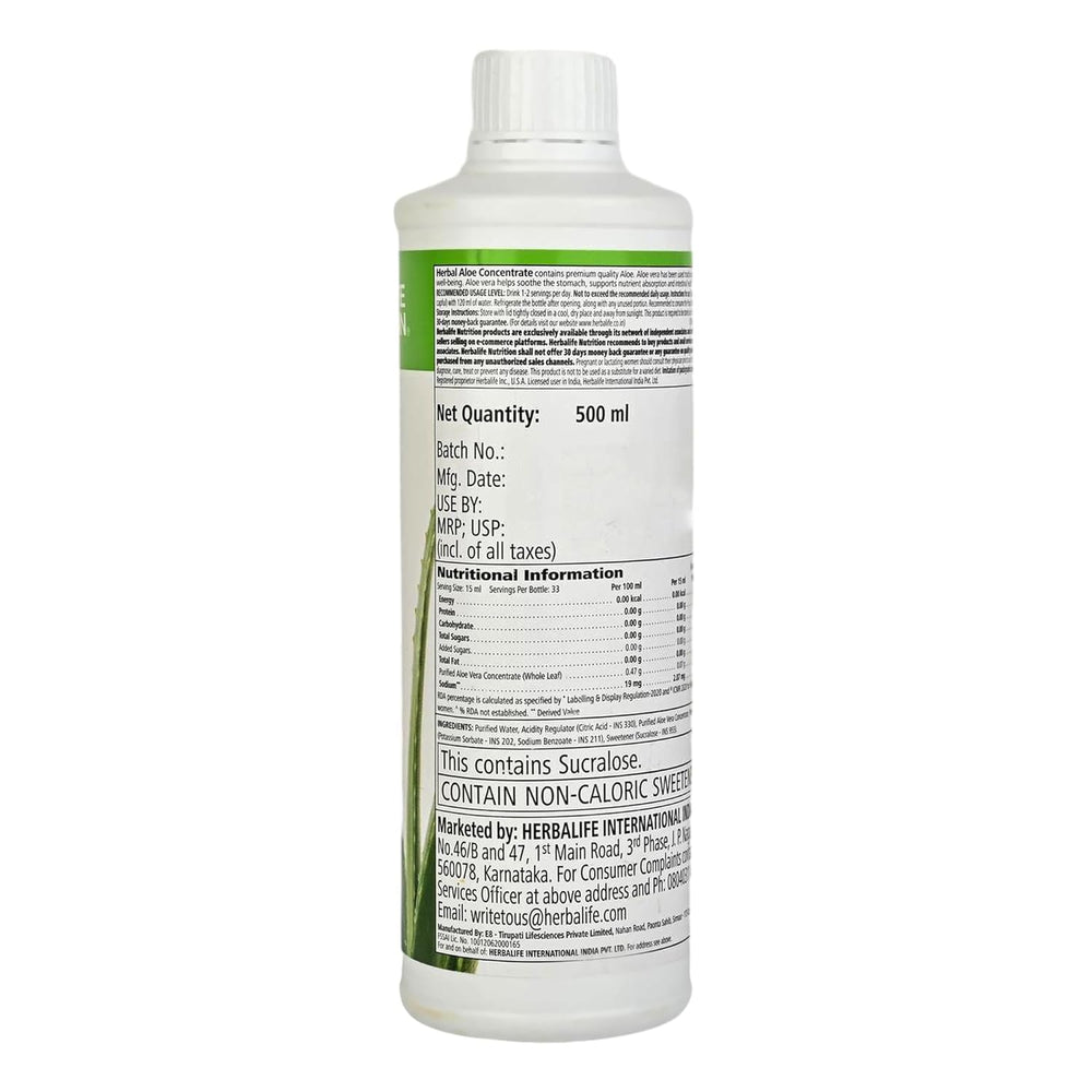 Herbalife Herbal Aloe Cranberry label close-up highlights premium aloe ingredients