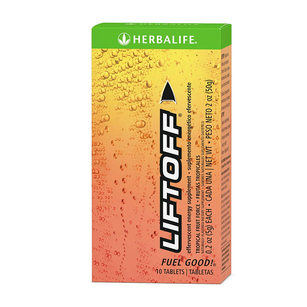 Herbalife Liftoff Tropical Fruit Force bottle with refreshing energy boost on the go.