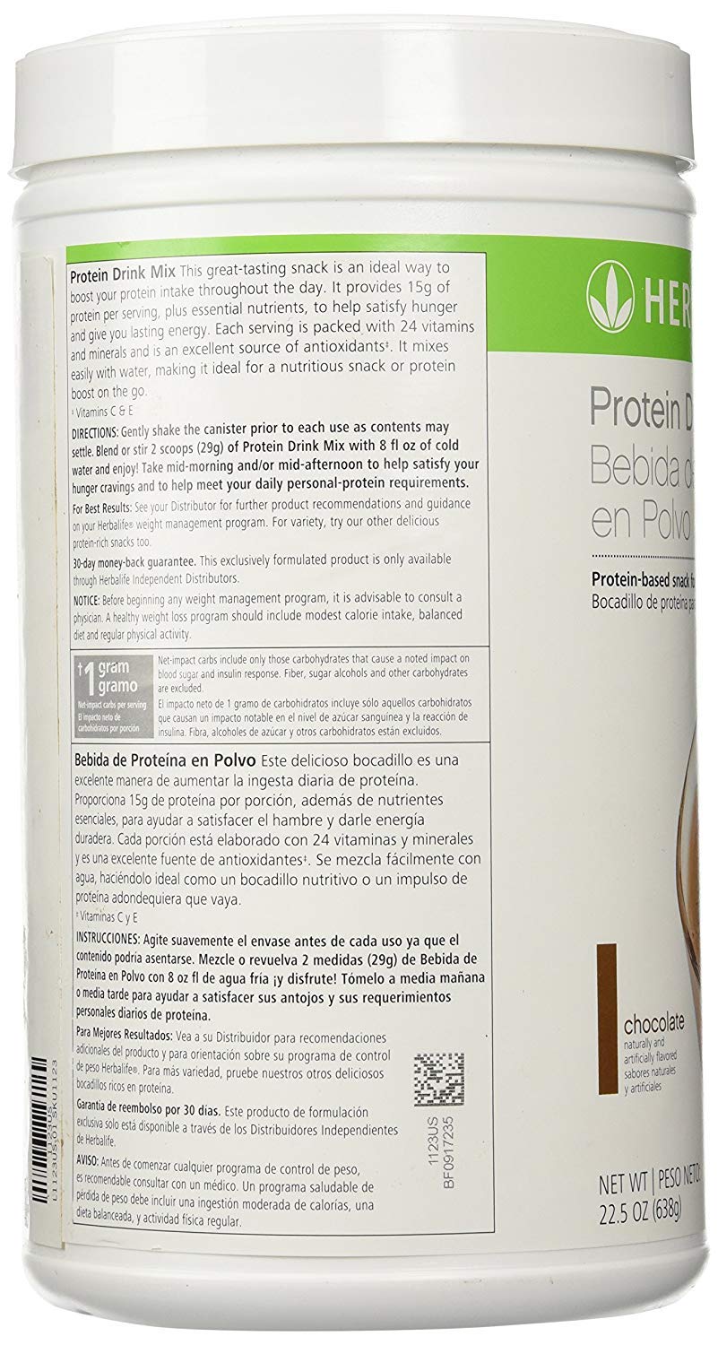 Herbalife packaging display for chocolate protein mix, convenient daily nutrition.