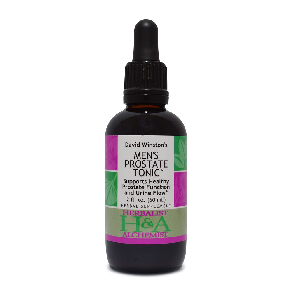 David Winston's Men's Prostate Tonic bottle pour highlights premium herbal blend for potential prostate support.