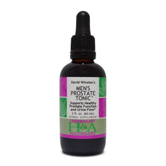 David Winston's Men's Prostate Tonic bottle pour highlights premium herbal blend for potential prostate support.