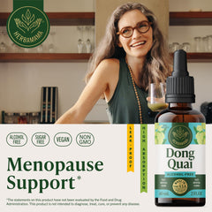 HERBAMAMA angelica root tincture bottle highlights calming properties for daily use.