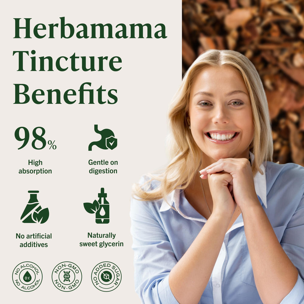 HERBAMAMA Arjuna label highlights vegan non GMO attributes.