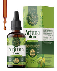 HERBAMAMA Arjuna tincture bottle showing vegan, alcohol-free formula for daily support.