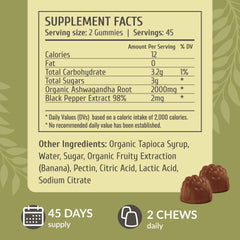 HERBAMAMA Ashwagandha Gummies banana-flavored bites showing easy daily use.