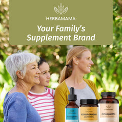HERBAMAMA Ashwagandha Gummies branding and label conveying natural, trusted product.