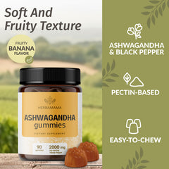 HERBAMAMA Ashwagandha Gummies with tapioca coating to prevent sticking in warm weather.