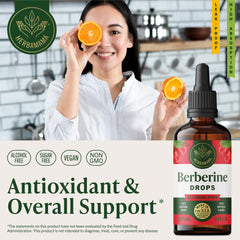 Herbamama Berberine liquid drops dropper ready for quick, easy dosing.