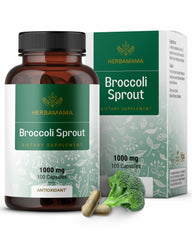 HERBAMAMA broccoli sprouts capsules bottle – convenient daily antioxidant support for regular use.