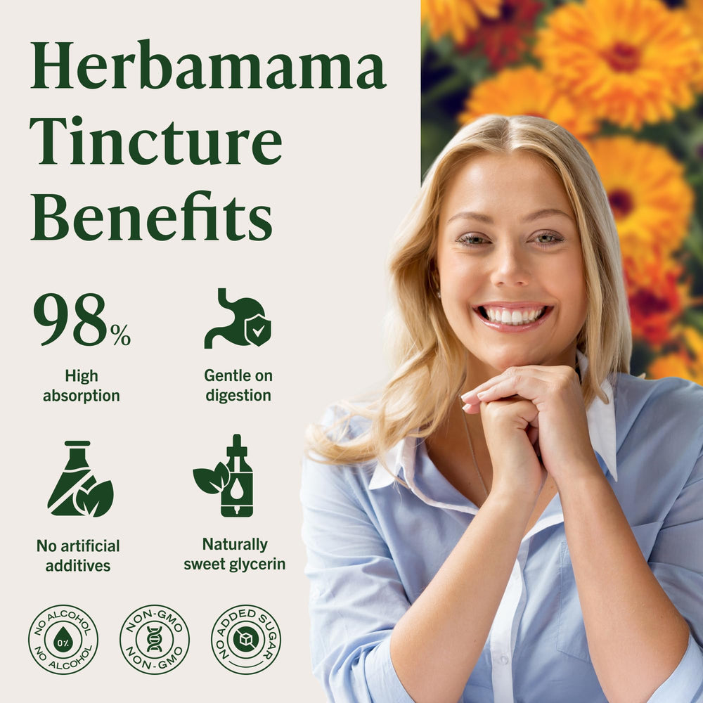 HERBAMAMA Calendula tincture ingredients highlight calendula officinalis.