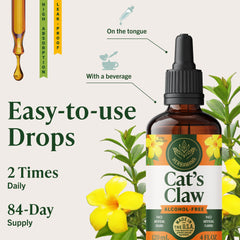 HERBAMAMA Cat's Claw tincture under-tongue use demonstrates discreet intake.
