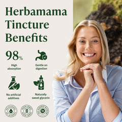 HERBAMAMA Chaga Tincture glass with liquid illustrates alcohol- and sugar-free option