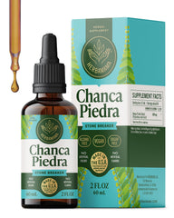 Herbamama Chanca Piedra bottle pour for gentle kidney stone care.