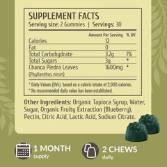 Blueberry-flavored HERBAMAMA Chanca Piedra gummies ideal for daily wellness.
