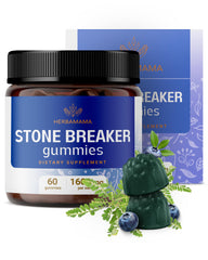 HERBAMAMA Chanca Piedra gummies bottle with blueberry flavor for daily kidney support.