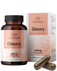 HERBAMAMA chicory root fiber capsules bottle front for daily digestion support