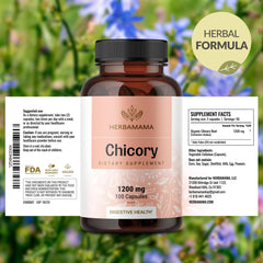 HERBAMAMA chicory root fiber capsules in water for daily use