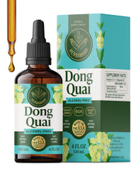 HERBAMAMA Dong Quai drops bottle emphasizes daily mood support.