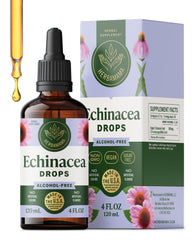 Herbamama Echinacea tincture bottle showing vegan, alcohol-free formula for immune support