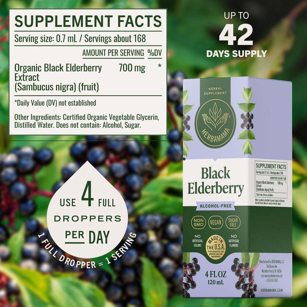 Herbamama Black Elderberry Drops in water shows easy daily use and mixability.