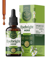 HERBAMAMA Eyebright tincture bottle with label showing vegan daily eye support.