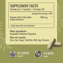 HERBAMAMA Goat's Rue Capsules packaging and label showcase non-GMO, vegetarian formula.