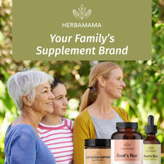 HERBAMAMA bottle with water shows easy two-capsule routine.