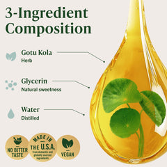 Herbamama Gotu Kola tincture being dispensed into a drink for daily focus.