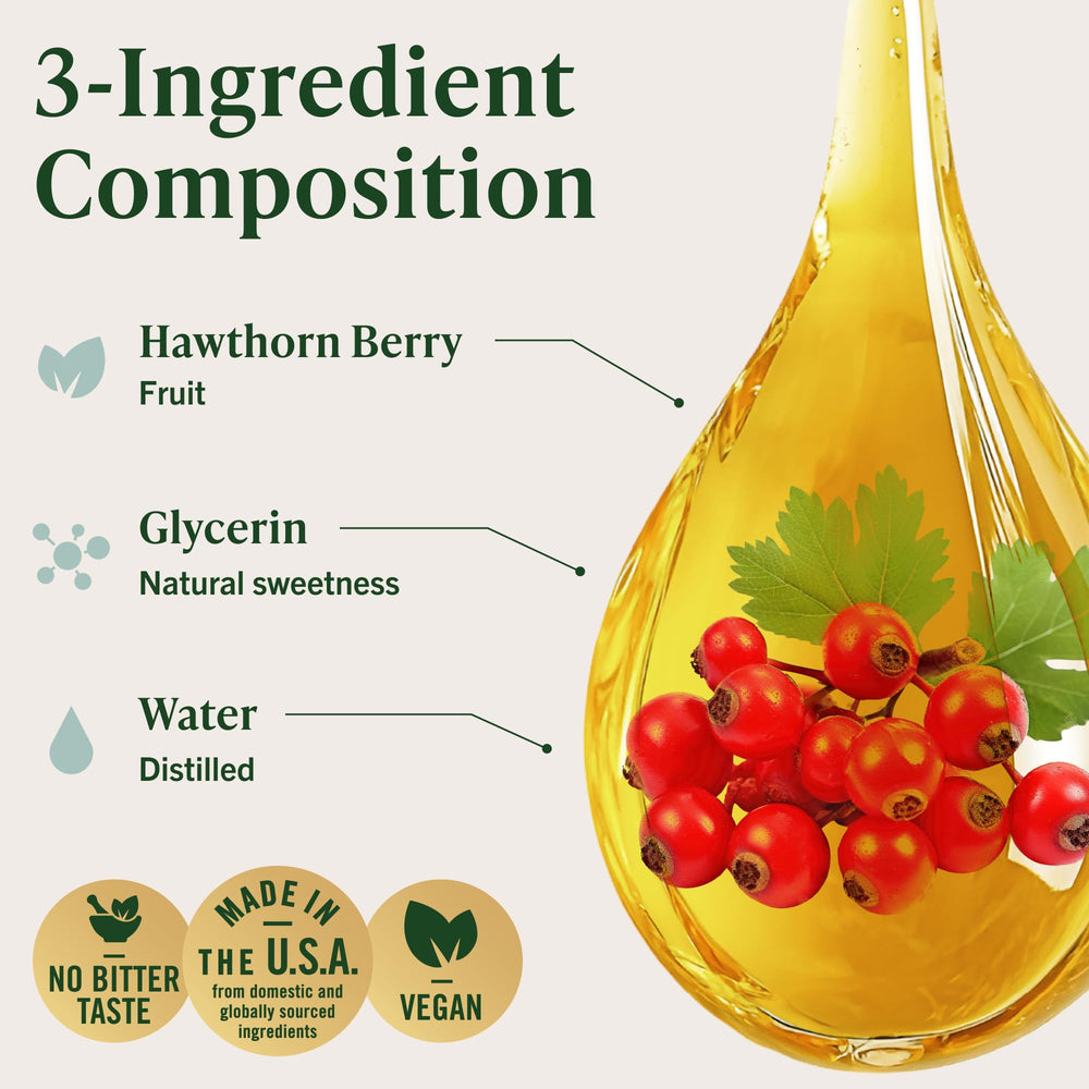 Dropper closeup indicating easy dosing with herbal hawthorn drops
