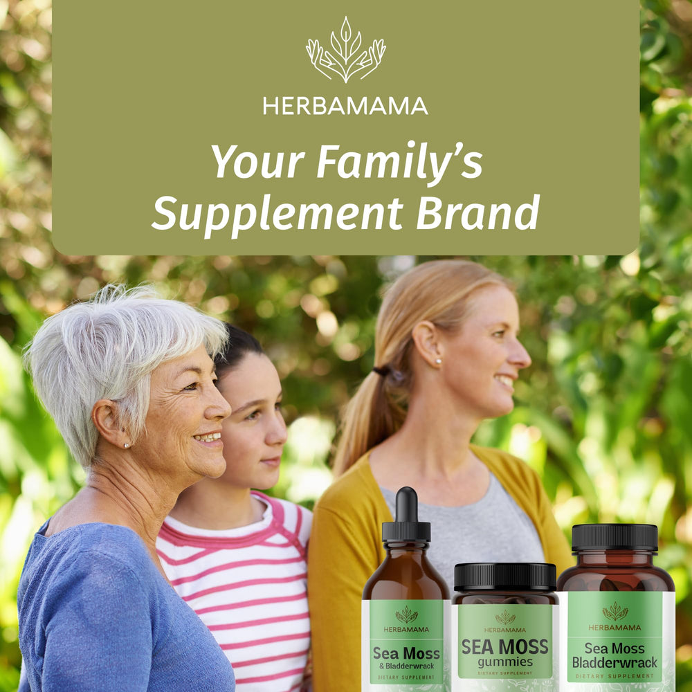 HERBAMAMA Irish Sea Moss Gummies vegan non-GMO formulation for plant-based diets.