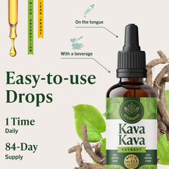Dropper delivering drops under the tongue for quick calming feel.