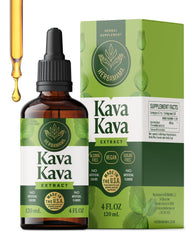 Herbamama Kava Kava tincture bottle on wood shelf for calm support.