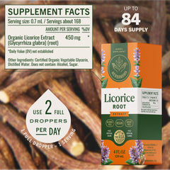 HERBAMAMA licorice root drops tincture being poured into a glass demonstrates convenient use