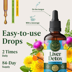 HERBAMAMA Liver Detox Drops bottle on kitchen counter for daily routine.
