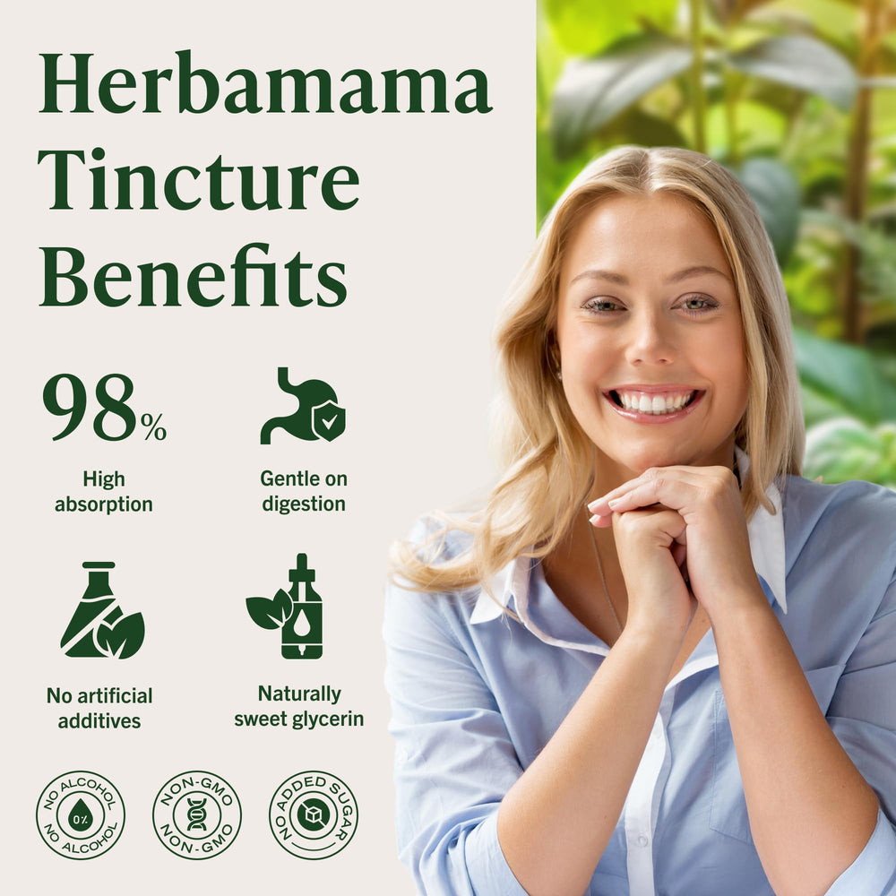 HERBAMAMA Liver Detox Drops tincture ready for use on tongue.